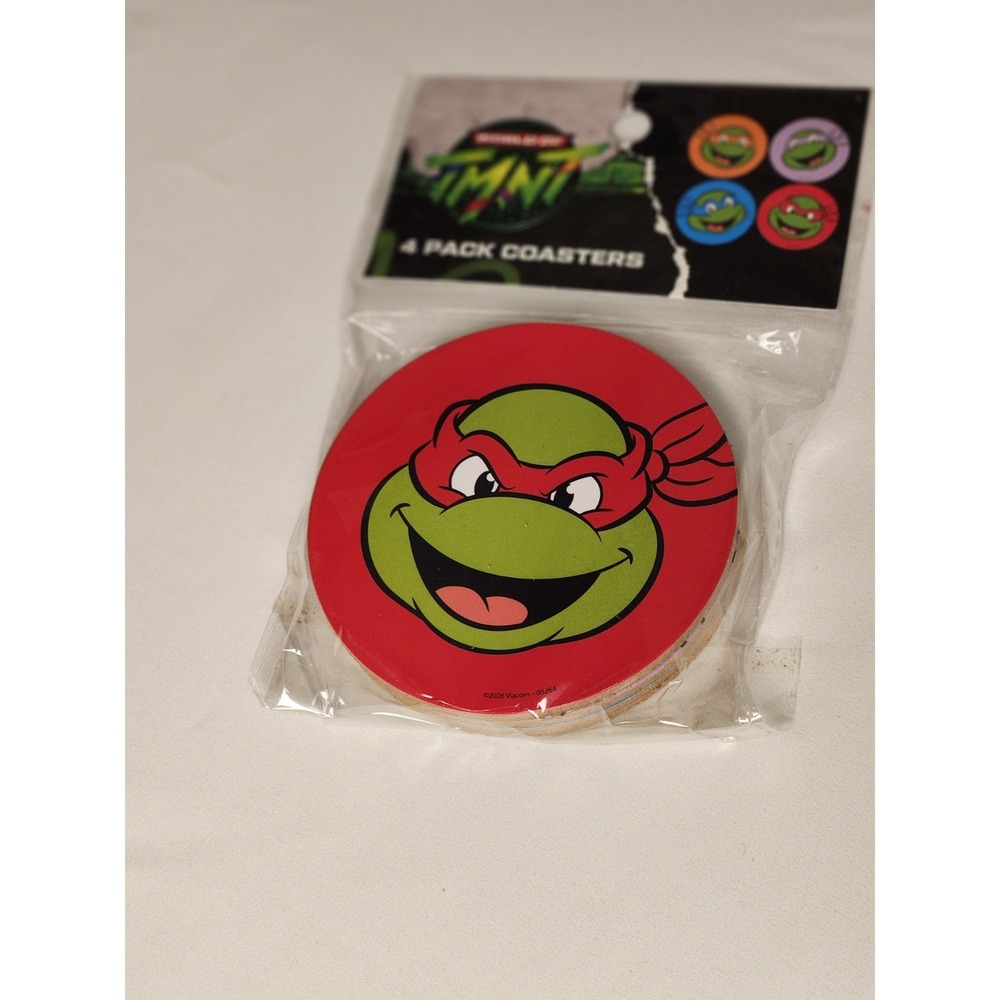 Just Funky World of TMNT 4-Pack Round Cork Coasters Raphael & Turtles